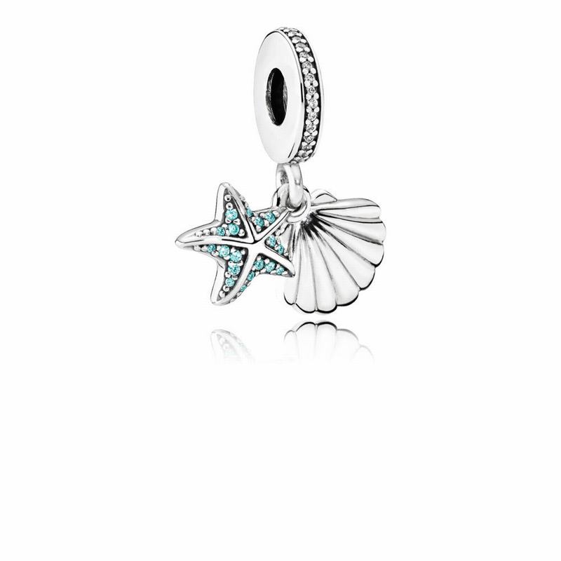 Pandora Tropical Starfish & Sea Shell Dangle Charm Silver Egypt WC2316598